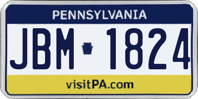 PA license plate JBM1824