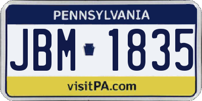 PA license plate JBM1835