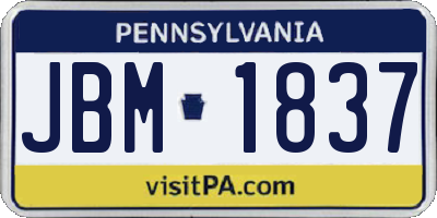 PA license plate JBM1837