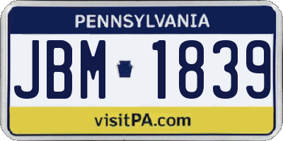 PA license plate JBM1839