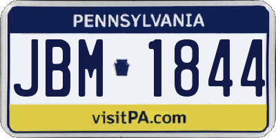 PA license plate JBM1844