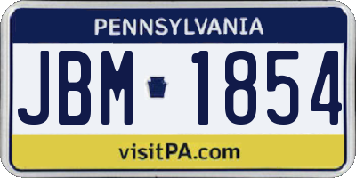 PA license plate JBM1854