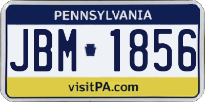 PA license plate JBM1856