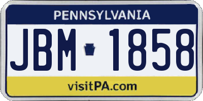 PA license plate JBM1858