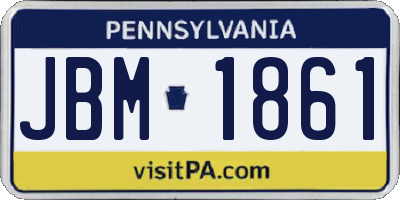 PA license plate JBM1861