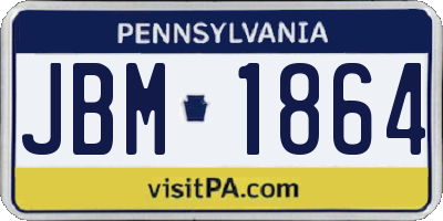 PA license plate JBM1864