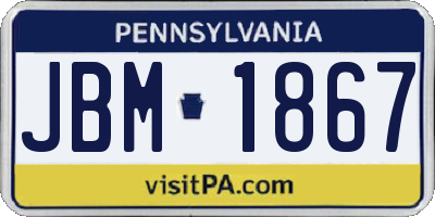 PA license plate JBM1867