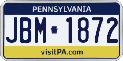 PA license plate JBM1872