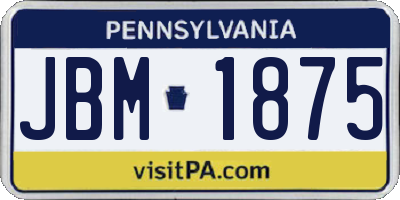 PA license plate JBM1875