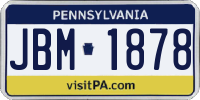 PA license plate JBM1878