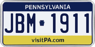 PA license plate JBM1911