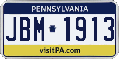 PA license plate JBM1913