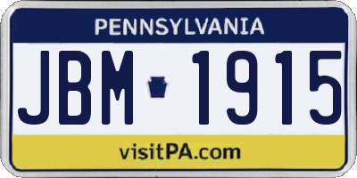 PA license plate JBM1915