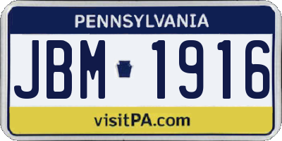 PA license plate JBM1916