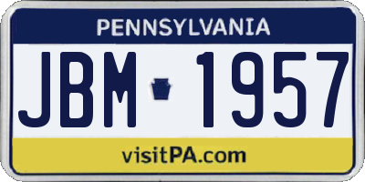 PA license plate JBM1957