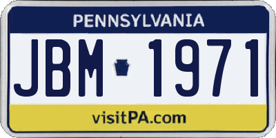 PA license plate JBM1971