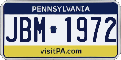 PA license plate JBM1972