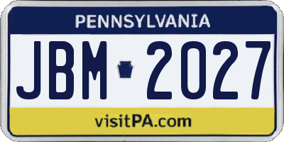 PA license plate JBM2027