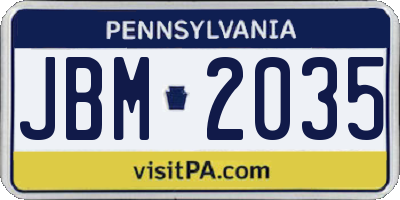 PA license plate JBM2035