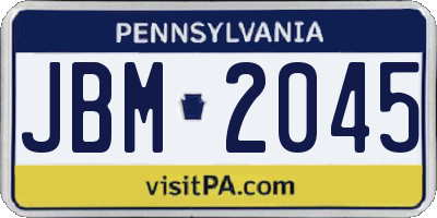 PA license plate JBM2045