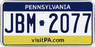 PA license plate JBM2077