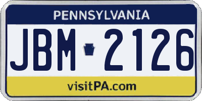 PA license plate JBM2126