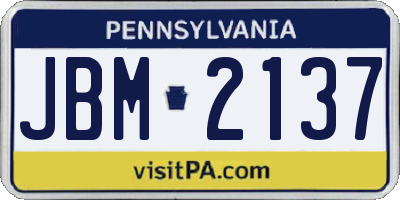 PA license plate JBM2137