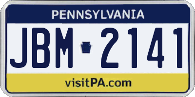 PA license plate JBM2141