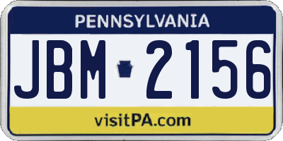 PA license plate JBM2156