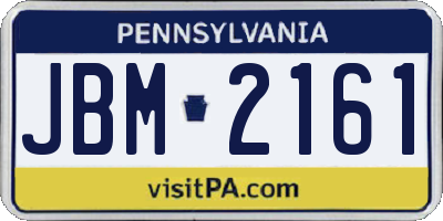 PA license plate JBM2161