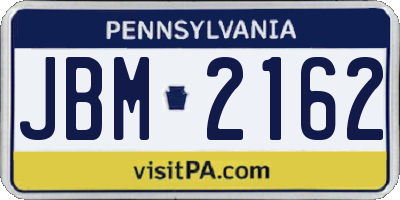 PA license plate JBM2162