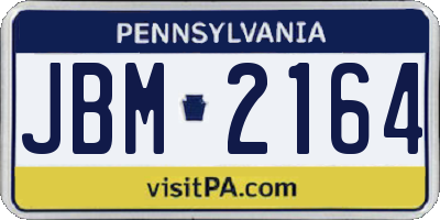 PA license plate JBM2164