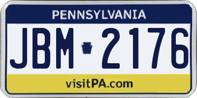 PA license plate JBM2176