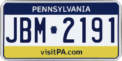 PA license plate JBM2191