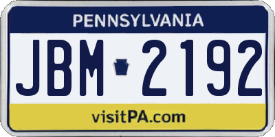 PA license plate JBM2192