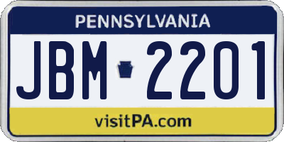 PA license plate JBM2201