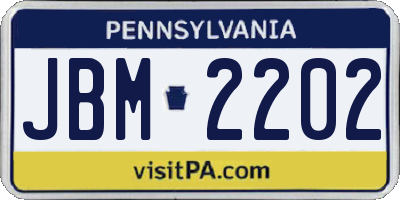 PA license plate JBM2202