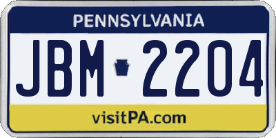 PA license plate JBM2204