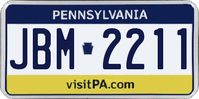 PA license plate JBM2211