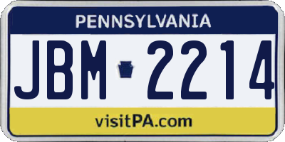 PA license plate JBM2214