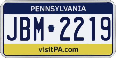 PA license plate JBM2219