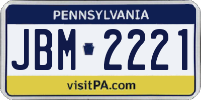 PA license plate JBM2221