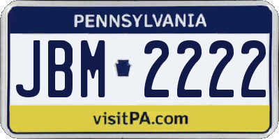 PA license plate JBM2222