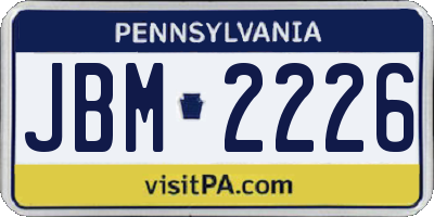 PA license plate JBM2226