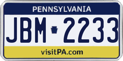 PA license plate JBM2233