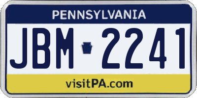 PA license plate JBM2241