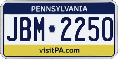 PA license plate JBM2250