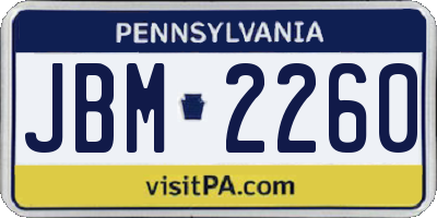 PA license plate JBM2260