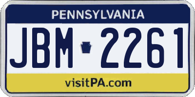 PA license plate JBM2261