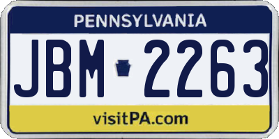 PA license plate JBM2263